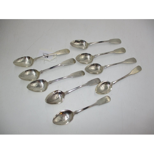 334 - Set of 9 Scottish George IV Silver Teaspoons, Edinburgh 1823, Maker M & S, 106g