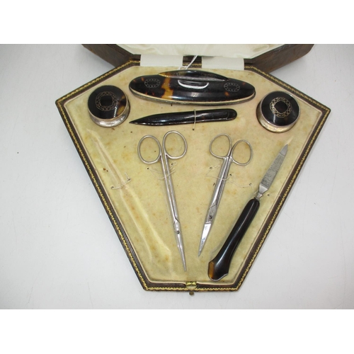 412 - Cased Silver and Tortoiseshell Part Manicure Set, Birmingham 1920