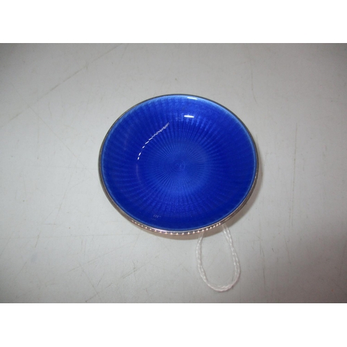 414 - David Andersen Norway Sterling Silver and Blue Enamel Dish, 6cm