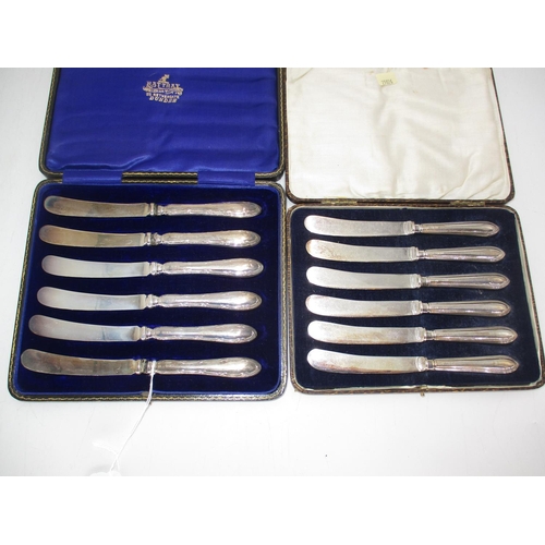 425 - Two Cased Sets of 6 Silver Handle Tea Knives