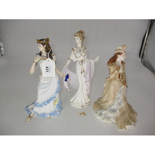 431 - Three Compton & Woodhouse Coalport Figures, Aida 61/12500, CW503, Helen of Troy 1040/9500, CW154, He... 