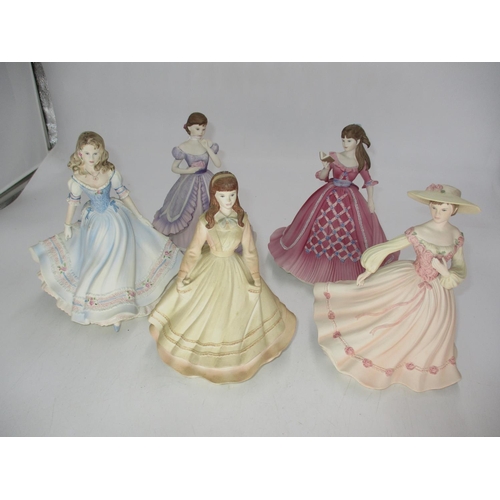 432 - Five Danbury Mint Coalport Figures, Mary, Jean, Lady Caroline, Jo, First Love