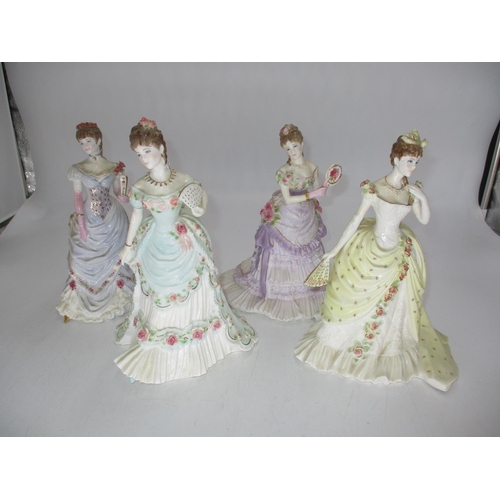 444 - Four Compton & Woodhouse Royal Worcester Figures Splendour At Court, A Royal Anniversary CW317, A Ro... 