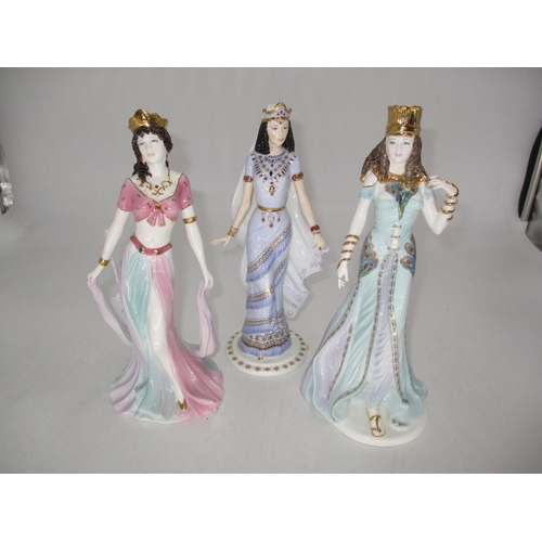 447 - Three Compton & Woodhouse Coalport Figures, Salome 918/9500, Delilah 1177/9500, CW308, Queen of Sheb... 