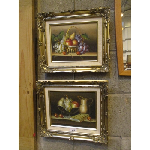 474 - Benton, Pair of Oil Still Life Paintings, 19x24cm