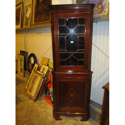 485 - Edwardian Inlaid Mahogany Double Corner Cabinet