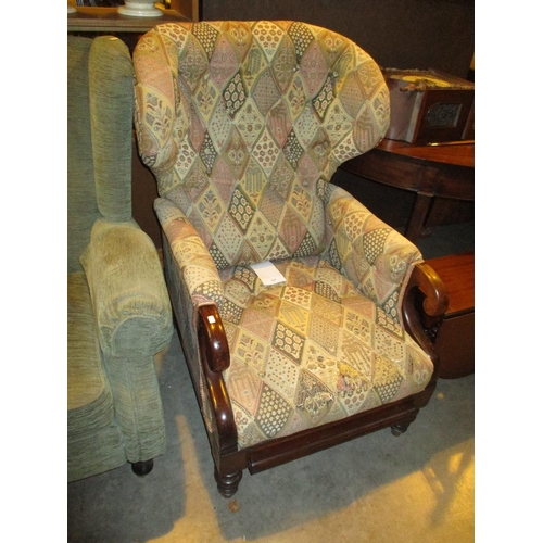 517 - Victorian Reclining Easy Chair Stamped to The Front Legs G. Minter WR Patent No 1861