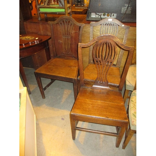 521 - Three Georgian Oak Dining Chairs