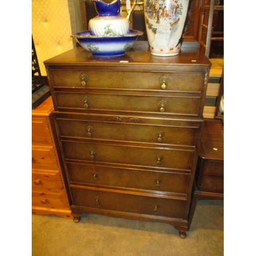 533 - Walnut Chest of 6 Drawers, 84cm