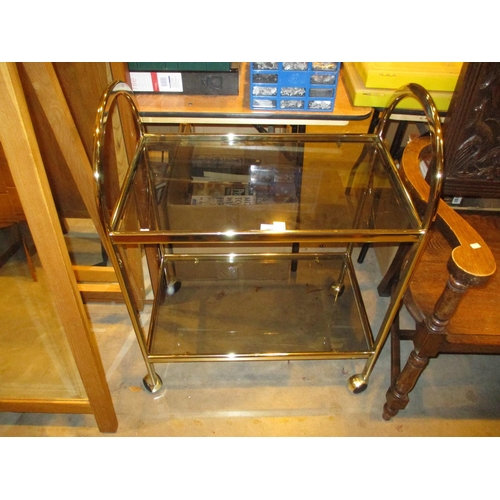 545 - Gilt Metal and Smoked Glass Cocktail Trolley