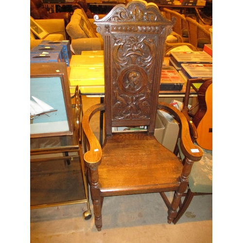 546 - Gothic Carved Oak Arm Chair