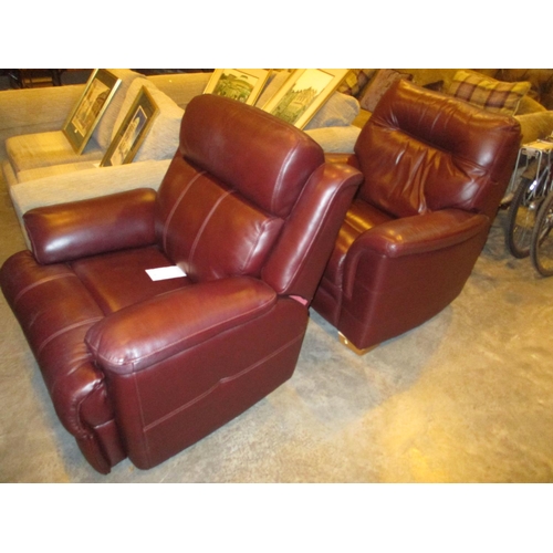 556 - Burgundy Leather Reclining Easy Chair and Matching Easy Chair