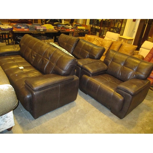 559 - Brown Leather 3+2+1 Lounge Suite