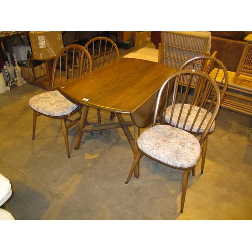 Ercol Drop Leaf Dining Table with 4 Hoop Back Chairs