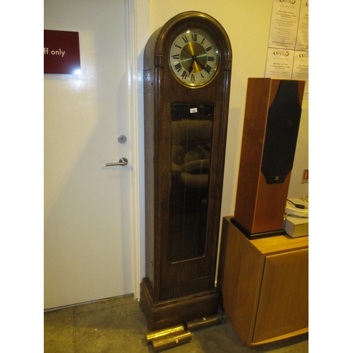 564 - 1930's Oak Triple Weight Longcase Clock