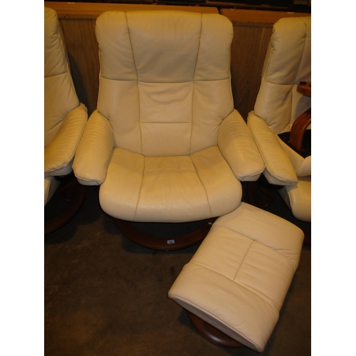 568 - Ekornes Stressless Cream Leather Chair with Stool