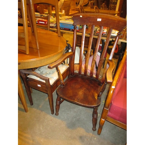 592 - Windsor Arm Chair and a Piano Stool