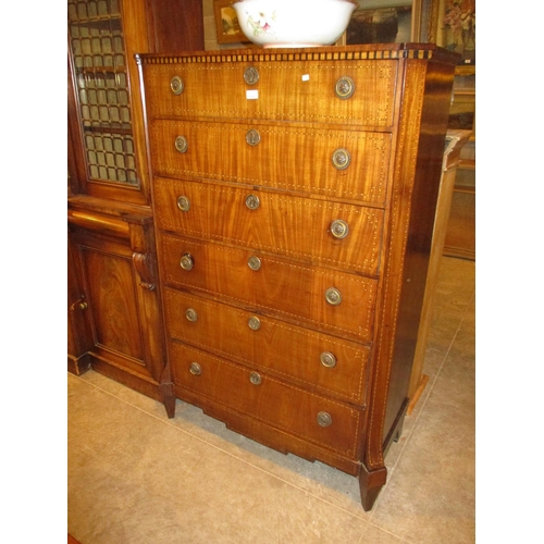 609 - Continental Inlaid Mahogany Chest of 6 Drawers, 95cm