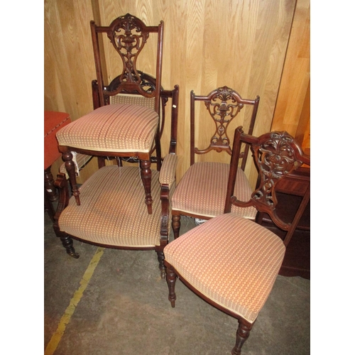 624 - Victorian Parlour Arm Chair and 3 Side Chairs