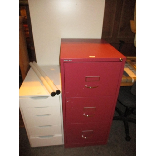 638 - Bisley Filing Cabinet with Key, White File Chest and a Table Section