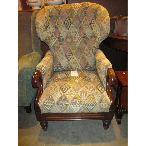 517 - Victorian Reclining Easy Chair Stamped to The Front Legs G. Minter WR Patent No 1861