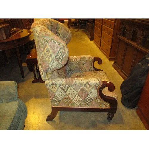 517 - Victorian Reclining Easy Chair Stamped to The Front Legs G. Minter WR Patent No 1861