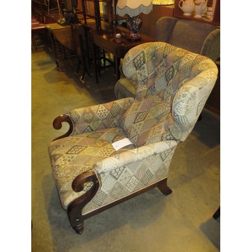 517 - Victorian Reclining Easy Chair Stamped to The Front Legs G. Minter WR Patent No 1861