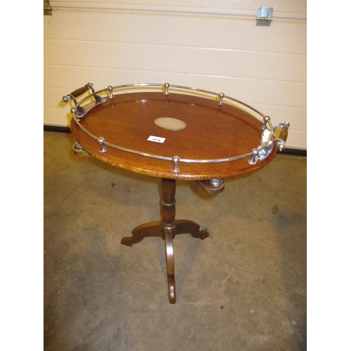 147A - Oak and Silver Plate Tray with Stand