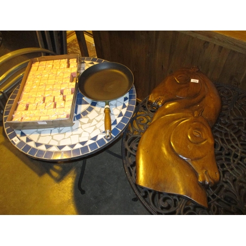 147B - Jewel Boxes, Carved Wood Horse Plaque and a Le Creuset Frying Pan