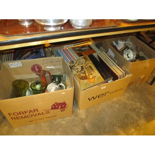 180 - Five Boxes of Books, Ceramics and Glass etc