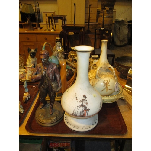 195 - Royal Devon Vase, Glass Vase, Bowl and 2 Figures