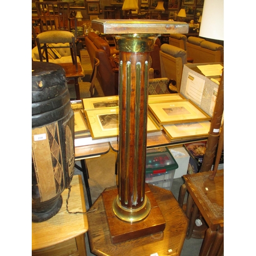 239 - Mahogany and Brass Mounted Fluted Pillar Torchere