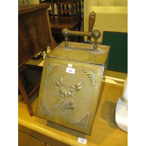 247 - Victorian Brass Coal Box with Shovel