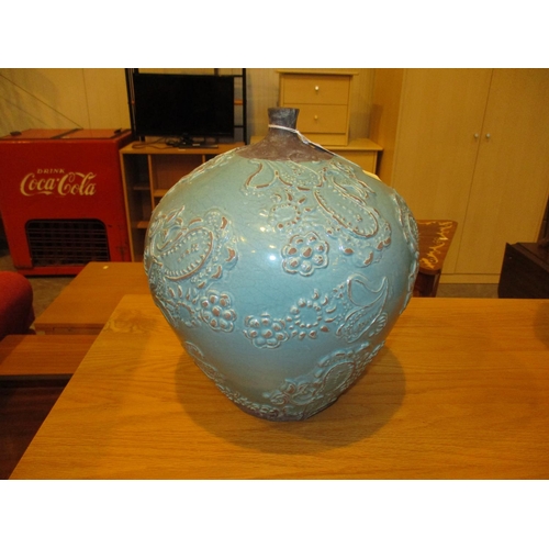 254 - Decorative Turquoise Glazed Vase, 30cm