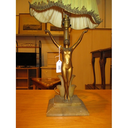 255 - Art Deco Gilt Metal Figural Table Lamp on an Onyx Stand