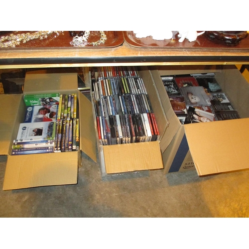 60 - Three Boxes of CDs, DVDs and a Mirror