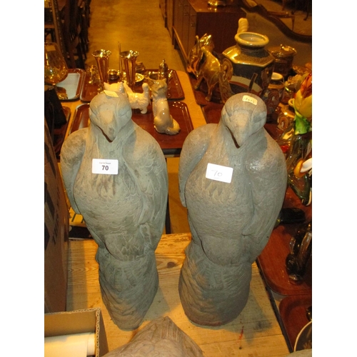 70 - Pair of Cast Stone Garden Eagles