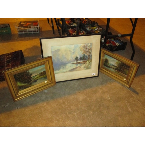 83 - J K Maxton Watercolour and a Pair of Oil Paintings