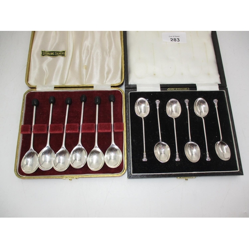 283 - Two Cased Sets of 6 Silver Coffee Spoons, Birmingham 1958 and Sheffield 1957