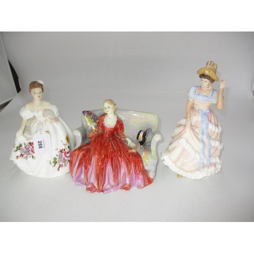 288 - Three Royal Doulton Figures Sweet and Twenty HN1298, Marilyn HN3002, Sharon HN3603