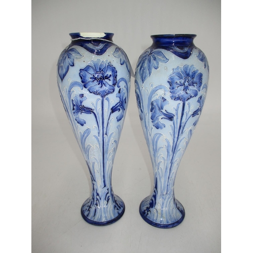 306 - Pair of MacIntyre Florian Ware Vases Signed W. Moorcroft, 30cm,