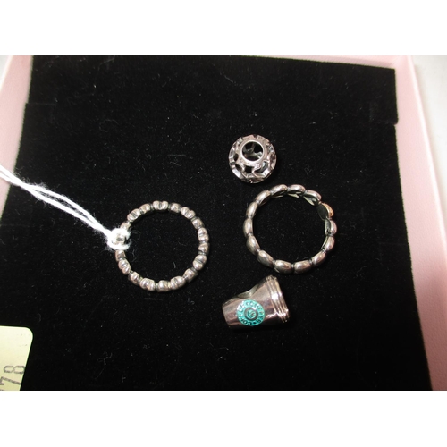 311 - Two Pandora Rings and Charm, along with Another Charm