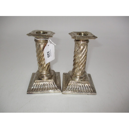 320 - Pair of Victorian Silver Spiral Moulded Candlesticks, London 1885, Maker RM EH, 13cm