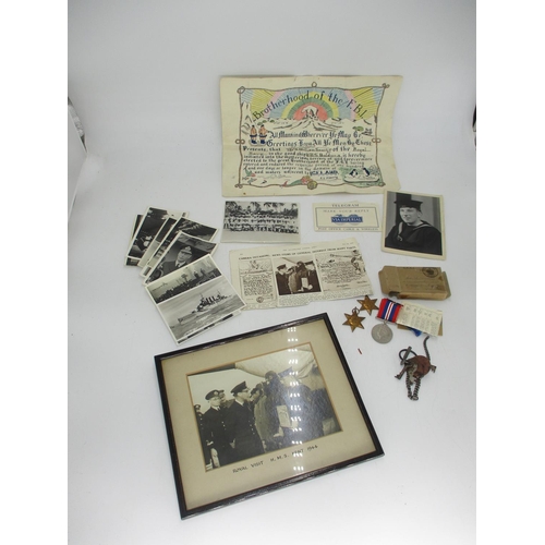 328 - Three WWII Medals in a Box Addressed to Mr H Smart 477 Brook Street Broughty Ferry, along with Photo... 