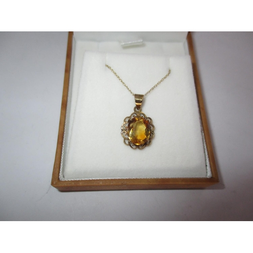 357 - 9ct Gold Citrine Pendant and 9ct Chain