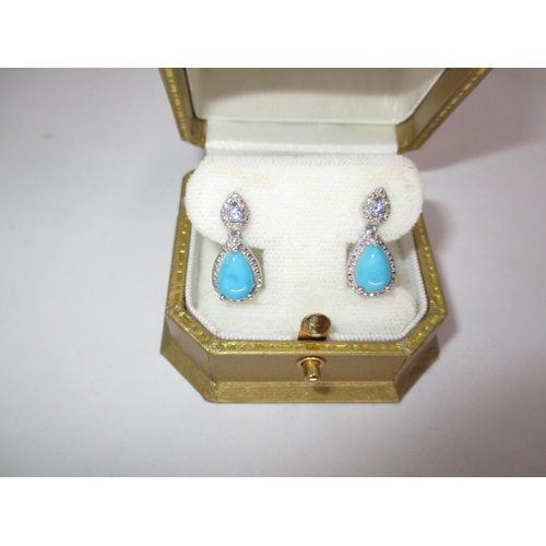 362 - Turquoise, Tanzanite and Diamond Earrings