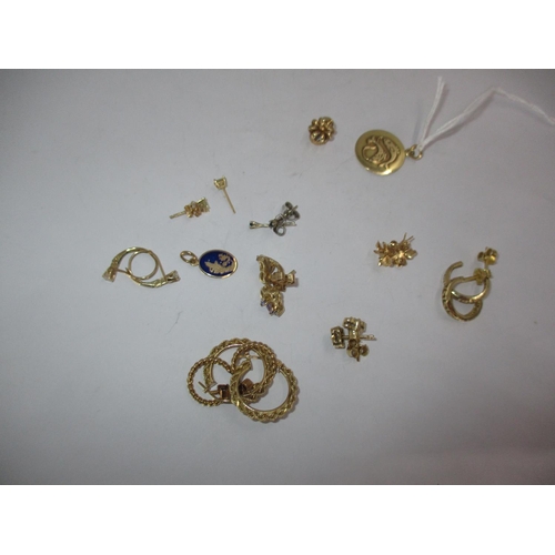 377 - 14ct Gold Earrings and Pendants, 15.3g total