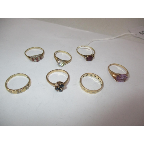 379 - Seven 9ct Gold Gem Set Rings, 12.5g total