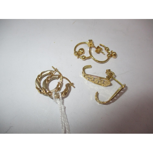 381 - Three Pairs of 18ct Gold Earrings, 7.3g