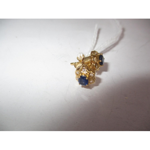 384 - Pair of 18ct Gold Sapphire and Diamond Earrings, 2g